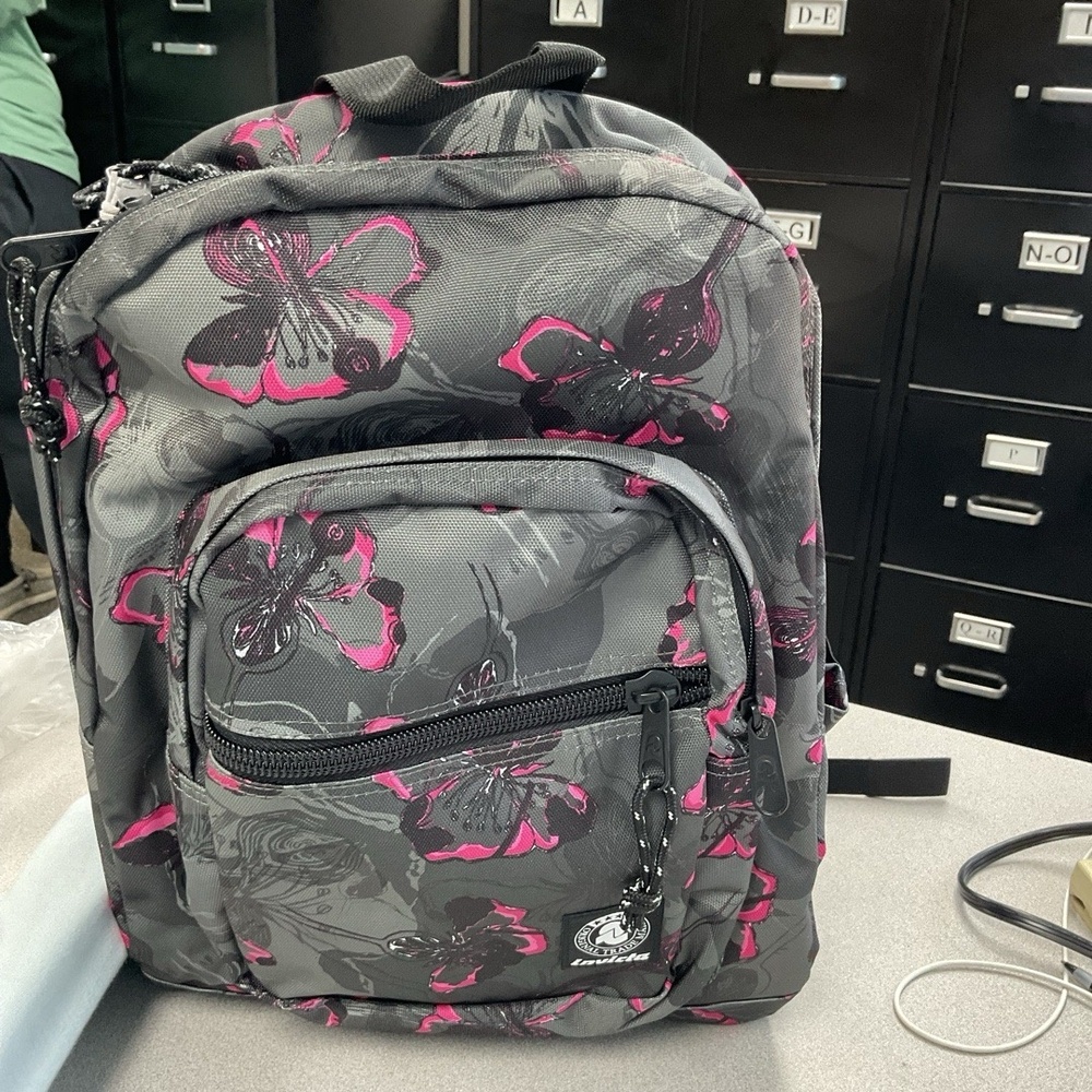 NWT Invicta Backpack Gray Pink Floral